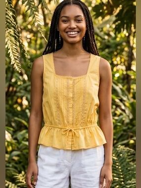 Old Navy Yellow Sleeveless Peplum Tank Top